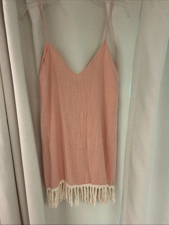 Karlie Dresses & Skirts - Karlie Peach Tassel-Hem Slip Dress
